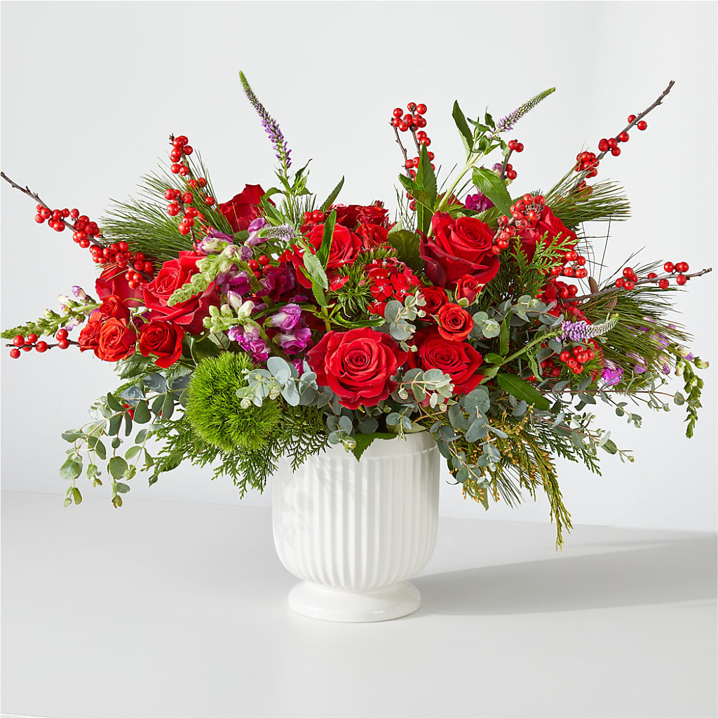 Big Red Bow Bouquet – HEARTS & FLOWERS FLORIST, Pine Bush NY