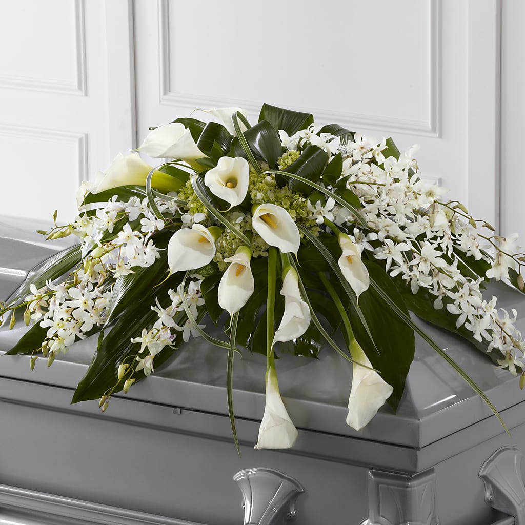 Angel Wings Casket Spray – HEARTS & FLOWERS FLORIST, Pine Bush NY
