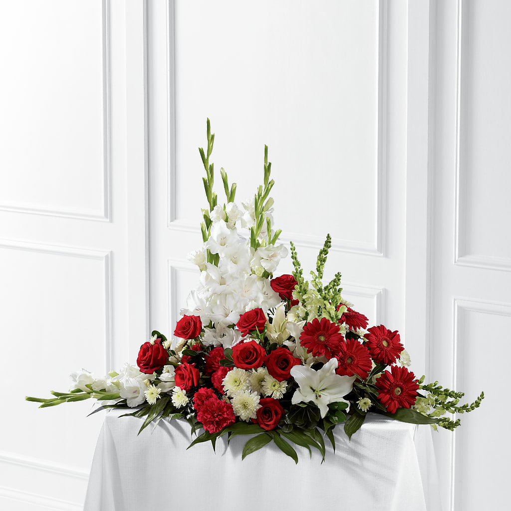Crimson & White Arrangement – HEARTS & FLOWERS FLORIST, Pine Bush NY