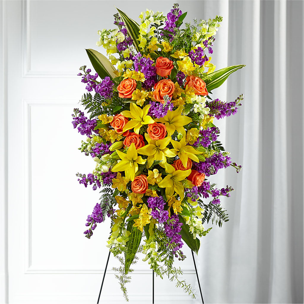 Thoughtful Prayers Standing Spray – HEARTS & FLOWERS FLORIST, Pine Bush NY