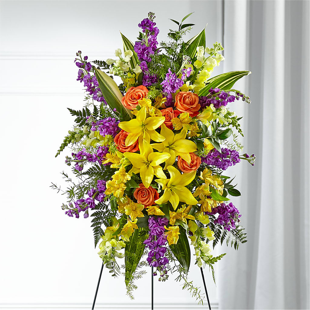 Thoughtful Prayers Standing Spray – HEARTS & FLOWERS FLORIST, Pine Bush NY