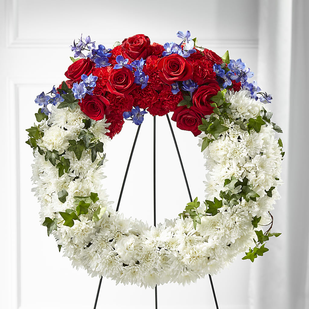 Patriotic Passion Wreath – HEARTS & FLOWERS FLORIST, Pine Bush NY