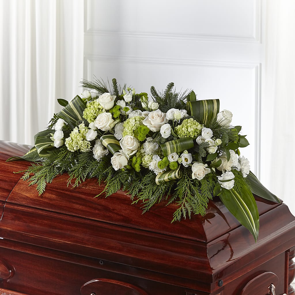 Hopeful Gesture Casket Spray – HEARTS & FLOWERS FLORIST, Pine Bush NY
