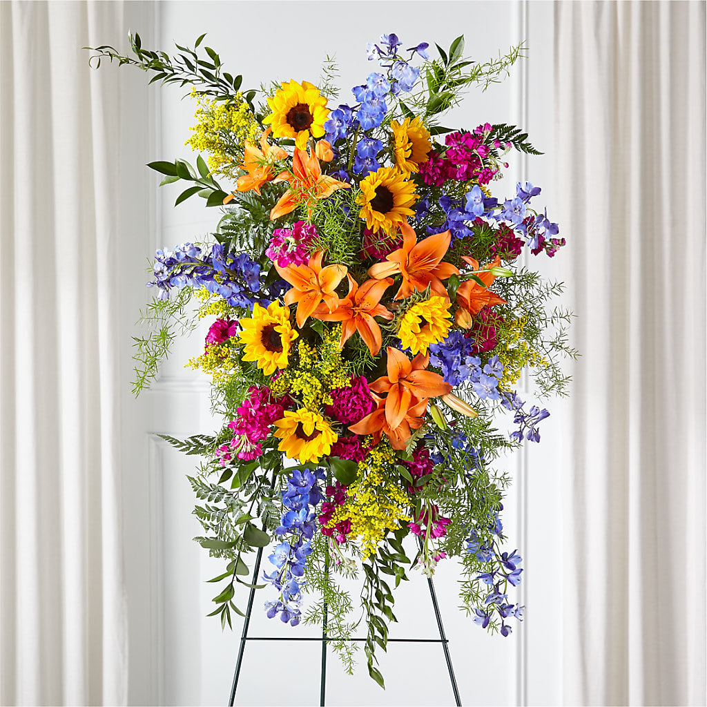 Sunlit Memories Standing Spray (Standard) – HEARTS & FLOWERS FLORIST, Pine Bush NY