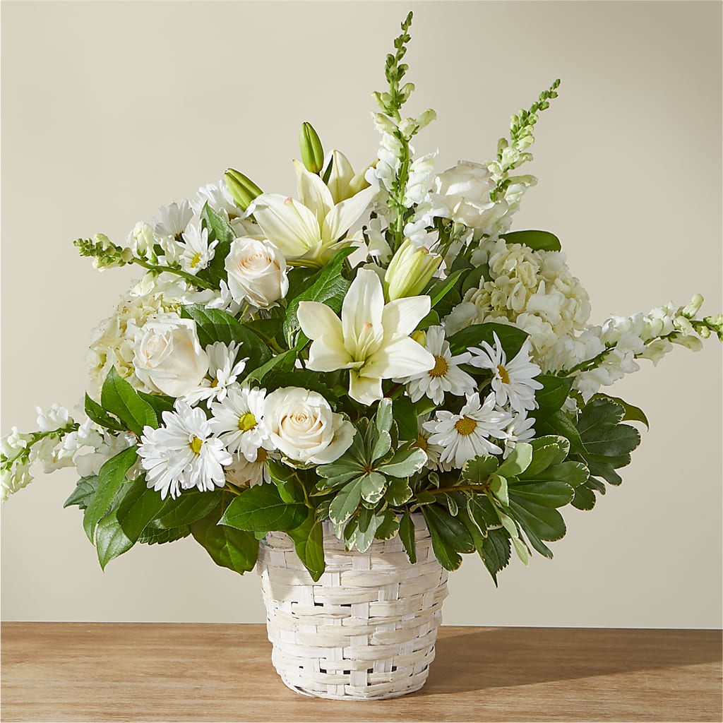 Ivory Elegance Floral Basket – HEARTS & FLOWERS FLORIST, Pine Bush NY