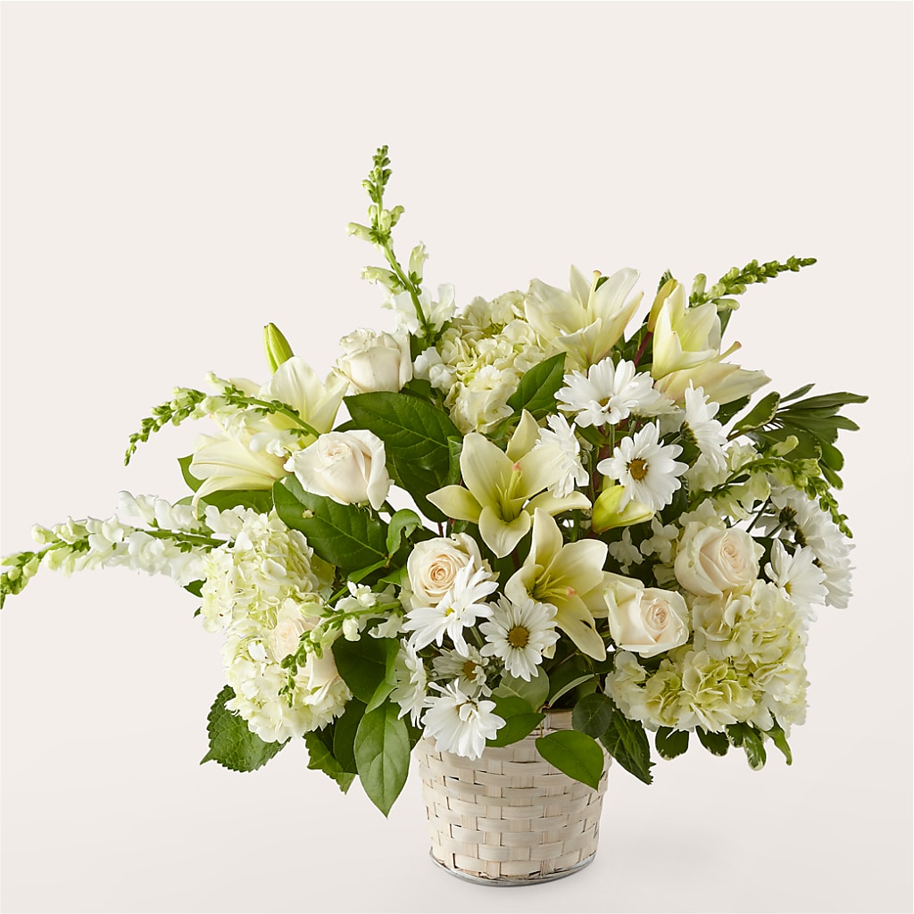 Ivory Elegance Floral Basket – HEARTS & FLOWERS FLORIST, Pine Bush NY