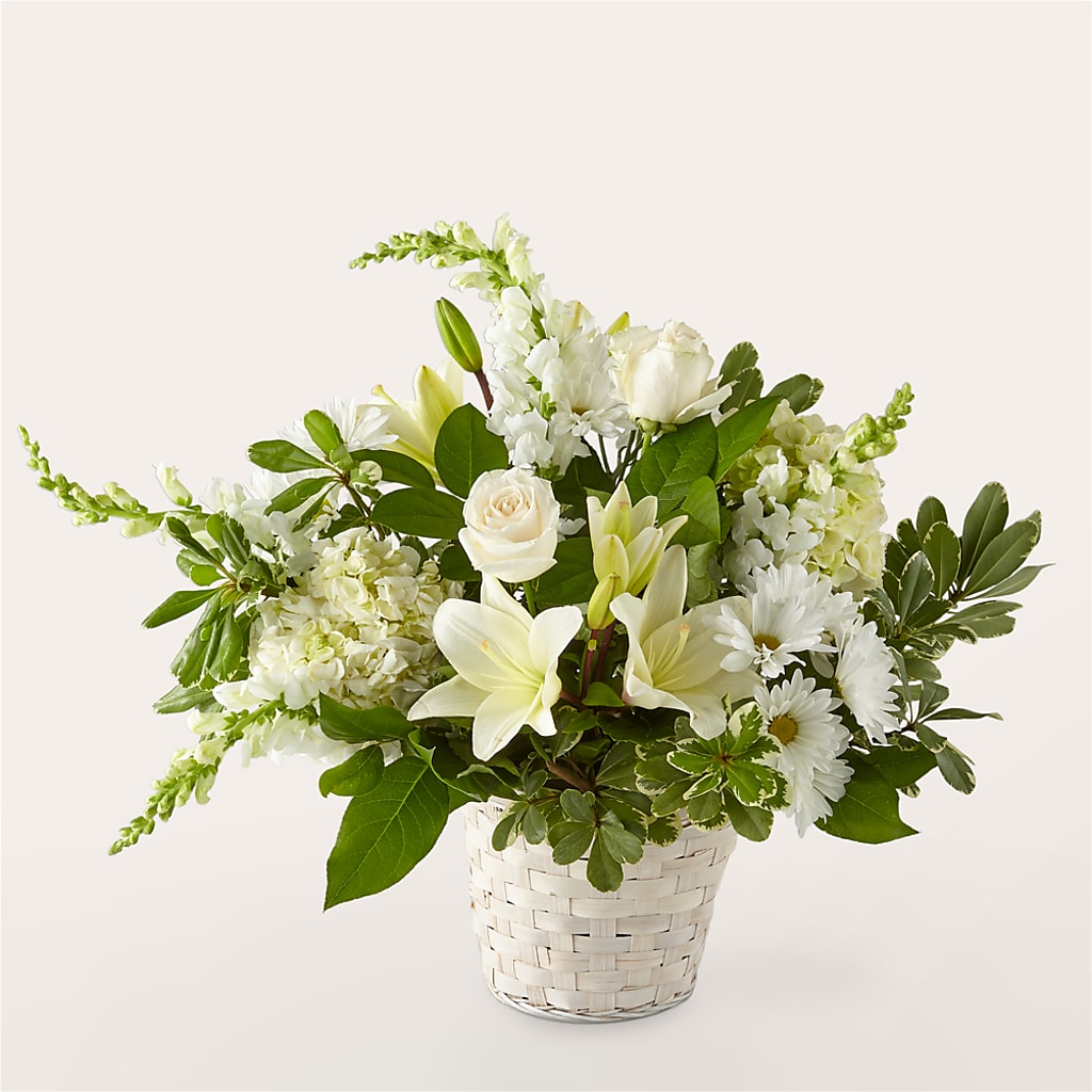 Ivory Elegance Floral Basket – HEARTS & FLOWERS FLORIST, Pine Bush NY