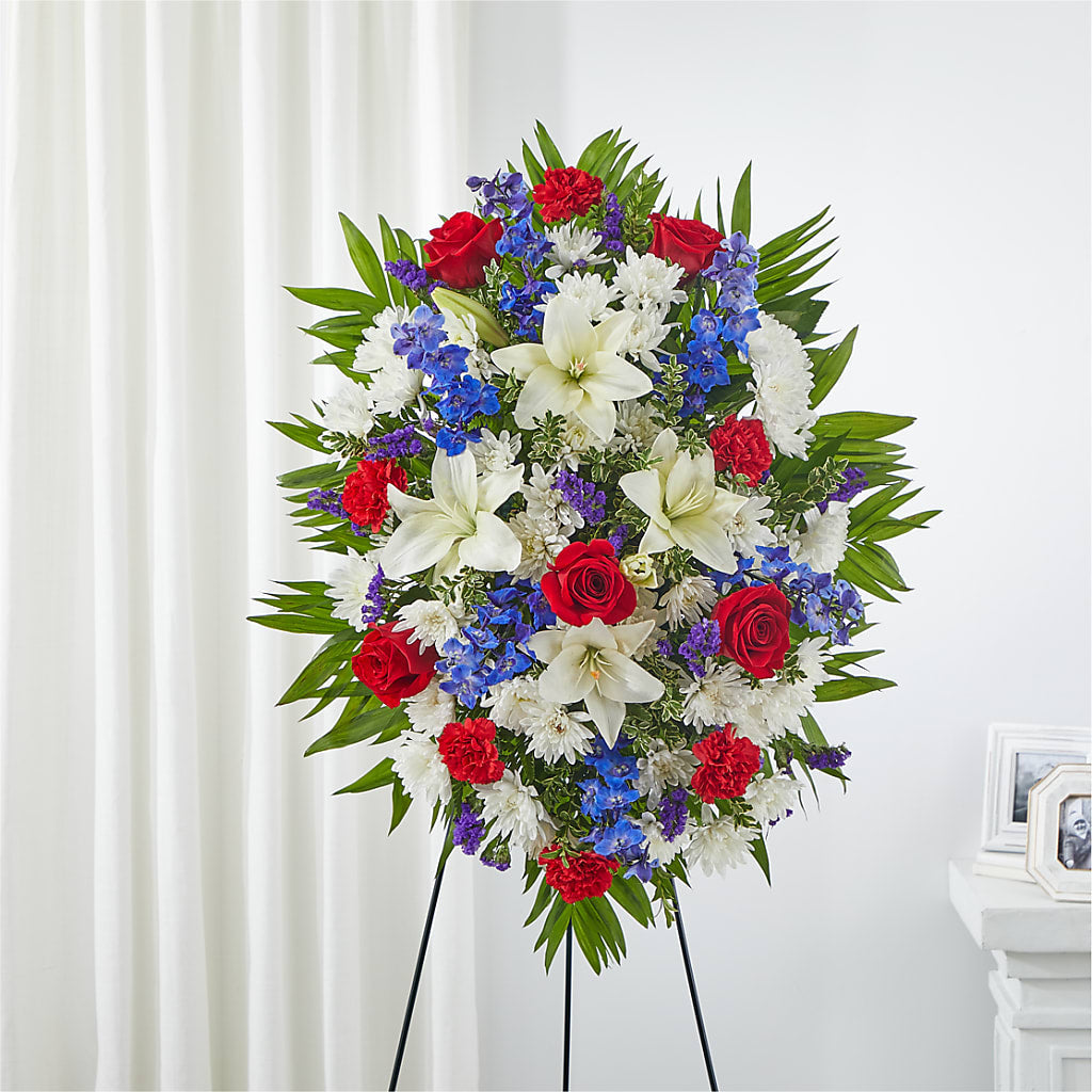 Cherished Service Standing Spray – HEARTS & FLOWERS FLORIST, Pine Bush NY