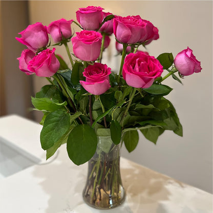Long Stem Pink Rose Bouquet – HEARTS & FLOWERS FLORIST, Pine Bush NY