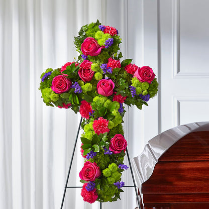 Tribute Rose Floral Cross – HEARTS & FLOWERS FLORIST, Pine Bush NY