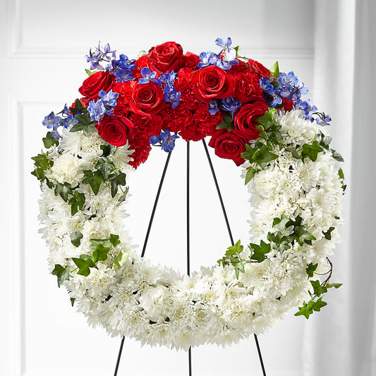 Patriotic Passion Wreath – HEARTS & FLOWERS FLORIST, Pine Bush NY