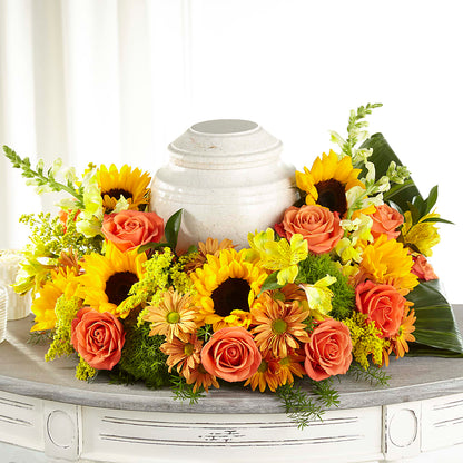 Faithful Sunflower Cremation Adornment – HEARTS & FLOWERS FLORIST, Pine Bush NY