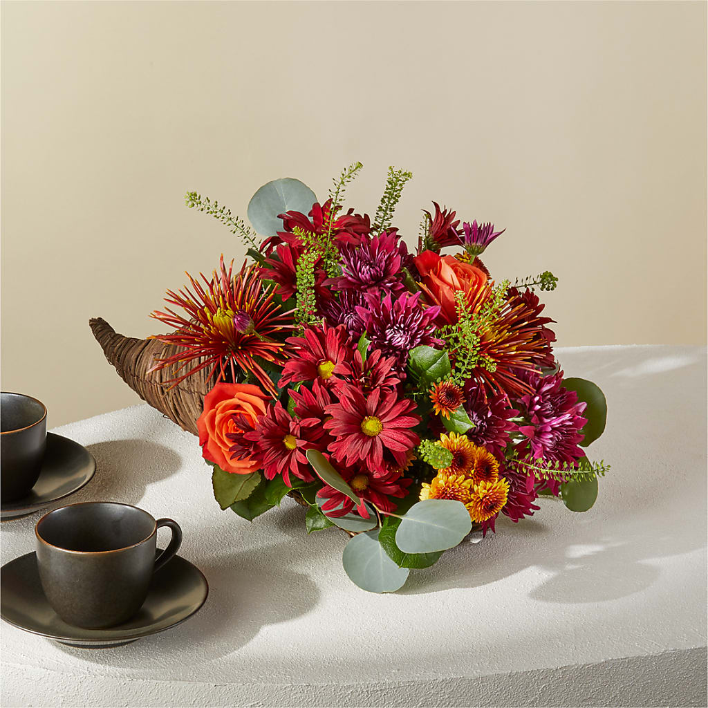 Autumn Herald Cornucopia – HEARTS & FLOWERS FLORIST, Pine Bush NY