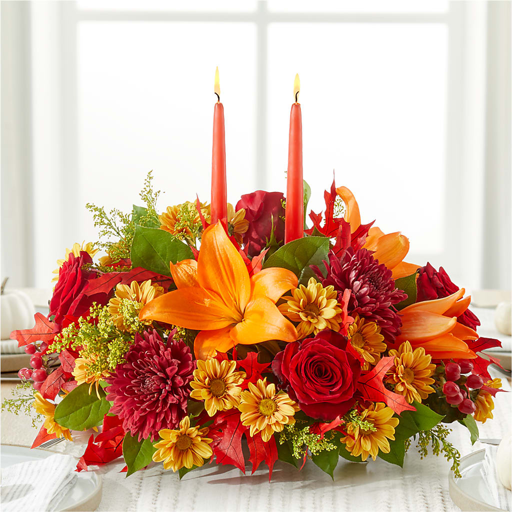 Autumn's Embrace Centerpiece – HEARTS & FLOWERS FLORIST, Pine Bush NY