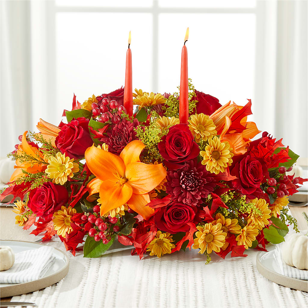 Autumn's Embrace Centerpiece – HEARTS & FLOWERS FLORIST, Pine Bush NY