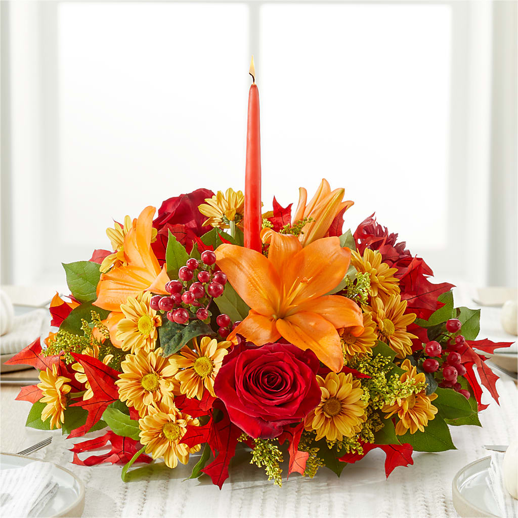 Autumn's Embrace Centerpiece – HEARTS & FLOWERS FLORIST, Pine Bush NY