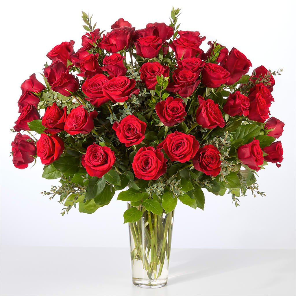 Forever Yours Fifty Stem Red Rose Bouquet – HEARTS & FLOWERS FLORIST, Pine Bush NY